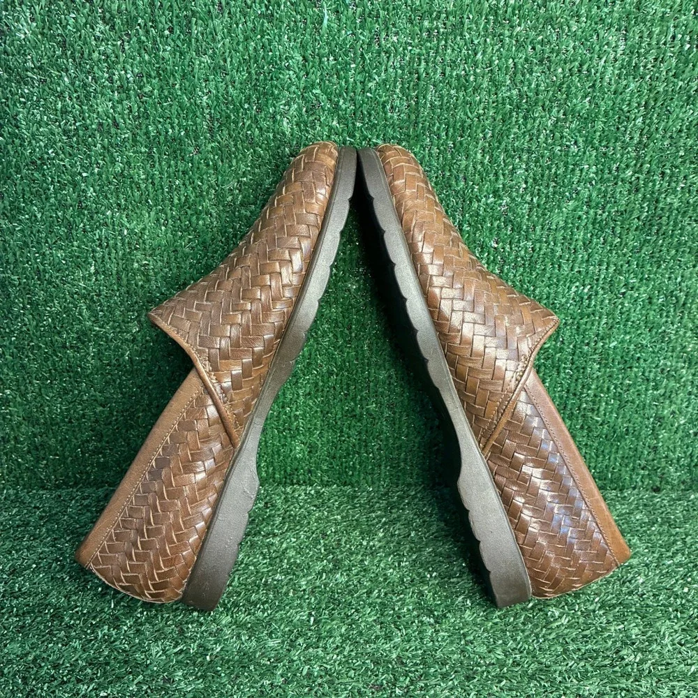 Bally Forino Woven Leather Slip On Loafer Italian Dress Shoe Brown Mens 9.5 D